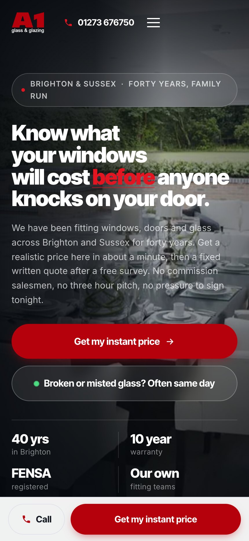 A1 Glass & Glazing on mobile