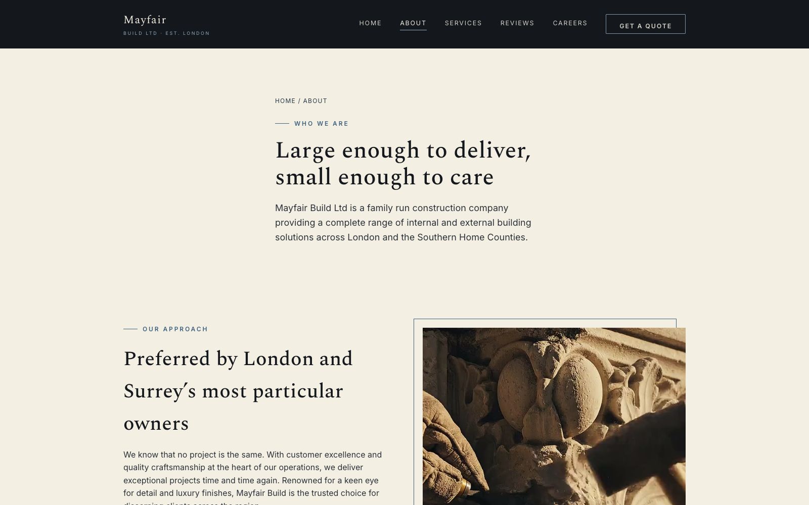 Mayfair Build About page
