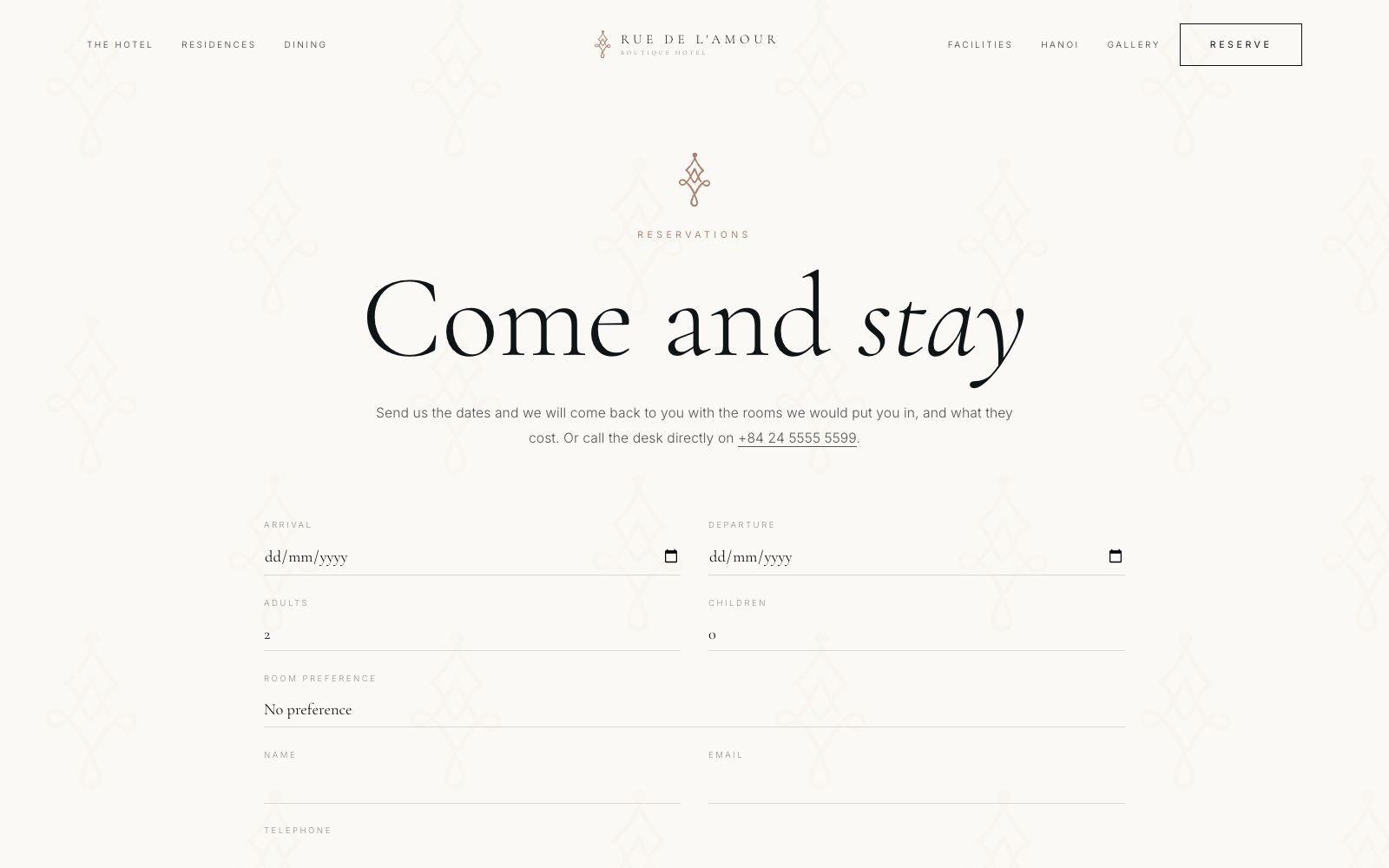 Rue De L'amour Reserve page