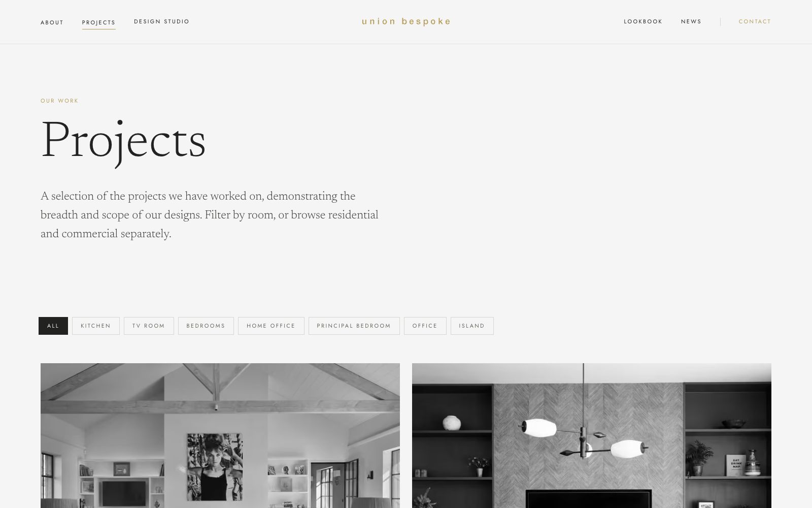 Union Bespoke Projects page